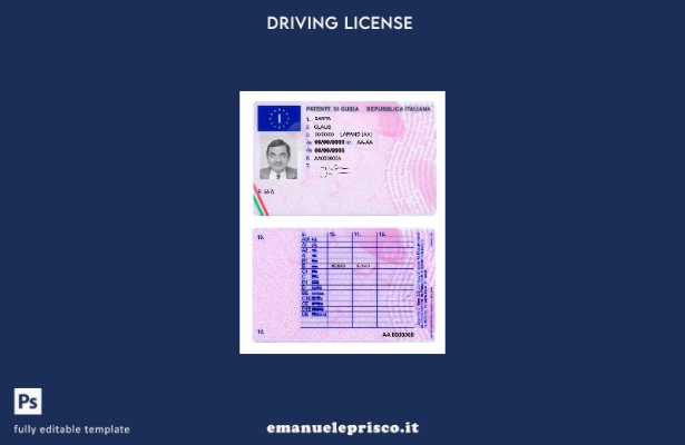 verified style modello di patente di guida italiana in stile verificato template